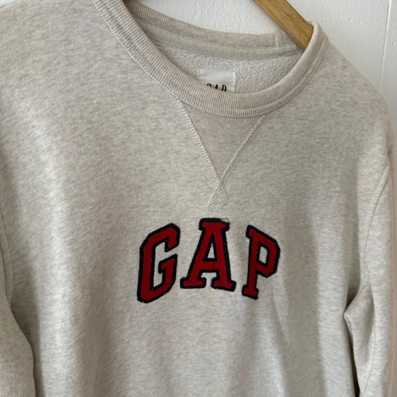 45 ✏️GAP | Classic Logo Beige Crewneck Sweatshirt | Acadamia | Size XS - Picture 2 of 9